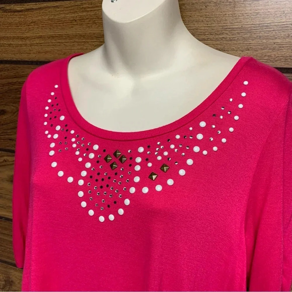 French Laundry pink too with pleated sheer back size Medium.  Pretty detailing - Picture 2 of 9